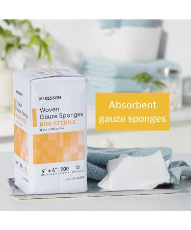 McKesson Non-Sterile 12-Ply Cotton Gauze Sponges - 4x4, 200 Count - Buy Online on GoSupps.com