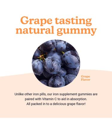 Vegan Iron Gummies with Vitamin C for Men and Women - 60 Grape Flavor Chewables | Non-GMO, Gluten-Free, Prenatal Support - Buy Online on GoSupps.com
