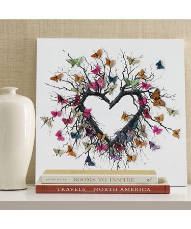 Yidepot Butterfly Canvas Wall Art for Bedroom - Heart-Shaped Branches & Colorful Butterflies - Love Motif for Teenage Girls - 30x30cm - Buy Online on GoSupps.com