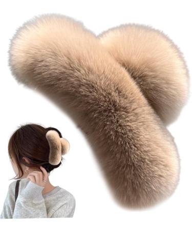 Fluffy Hair Clips 5.1 Inch Large Strong Hold Fuzzy Claw Clip for Thick Hair Nonslip Winter Half Bun Hairpins Hair Jaw Clips Gifts Khaki Barrettes - Buy Online on GoSupps.com