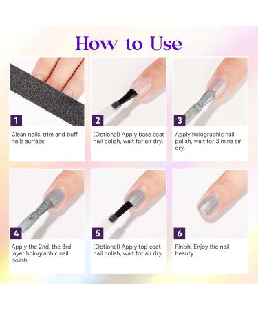 MIZHSE Holographic Nail Polish - Fast-Dry Silver Glitter High Gloss 15ml | Iridescent Chrome Nail Art for Salon & Home - Buy Online on GoSupps.com