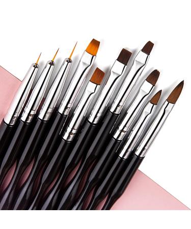 10 PCS Gel Nail Brush Set - Professional Acrylic Gel Brushes for Nail Art & UV Gel Applications | Essential Nail Accessories - Buy Online on GoSupps.com