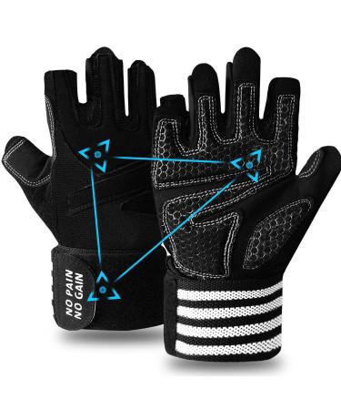 Finger ten fitness gloves wrist protection training gloves men power gloves half full finger sports gloves for weightlifting bodybuilding gym training dark black s