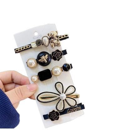 5pcs Classic Bee Bear Camellia Design Hair Clips for Women Girls