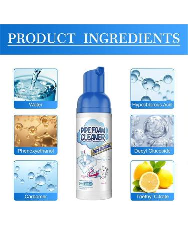 3Pcs Herios Drain Foam Cleaner Pipe Dredge Deodorant Foam Cleaner Liquid Hair Drain Clog Remover & Cleaner Quick Foaming Toilet Cleaner for Kitchen Shower Drain Sinks Tubs - Buy Online on GoSupps.com
