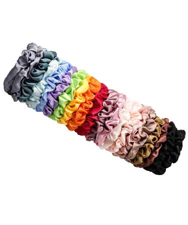 Satin Silk Hair Ties Small Scrunchies for Women Girls Ponytail Holders 20 Pcs Mini Bulk Scrunchies Elastic Hair Bands for Thick Curly Hair Pony Tails Hair Ties 20Colour