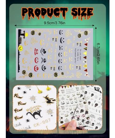 Kalolary 12 Sheets Halloween Self-Adhesive Nail Stickers Halloween 3D Nail Art Stickers Mummy Skeleton Ghost Tombstone Halloween Pattern Nail Art Design Decoration Accessories (B) - Buy Online on GoSupps.com