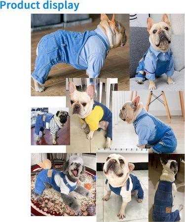Teilybao Pet Denim Jumpsuit Costume | Fashionable Blue Jean Jacket Sling for Small to X-Large Dogs & Cats - Buy Online on GoSupps.com