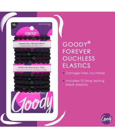 Goody Forever Ouchless Elastic Hair Tie - 10 Count Black - Medium to Thick Hair - Hair Accessories for Women and Girls - Buy Online on GoSupps.com