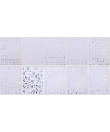 JMEOWIO 10 Sheets Aurora Star Nail Art Stickers Decals Self-Adhesive Silver Nail Supplies Nail Art Design Decoration Accessories - Buy Online on GoSupps.com