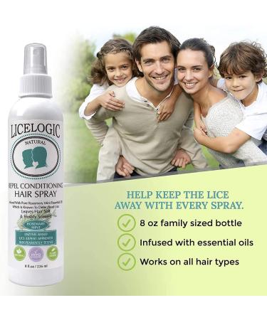 LiceLogic Head Lice Prevention Spray 8 oz - Non Toxic Formula with LICEZYME for Kids | Repels Super Lice, Eggs, and Nits | Natural Rosemary Mint Scent - Buy Online on GoSupps.com
