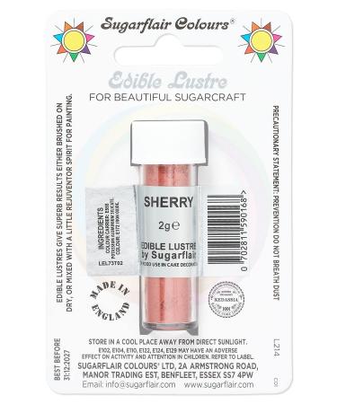 Sugarflair Sherry Edible Lustre Dust Add a Lustrous Shine to Cakes or Decorations. Brush On or Add Rejuvenator to Create Eye-Catching Edible Paint Gives Shine to Your Bakes - 2g