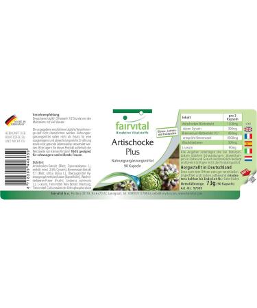 Fairvital | Artichoke Plus VEGAN - 90 capsules - with nettle extract 10:1 and juniper - Buy Online on GoSupps.com