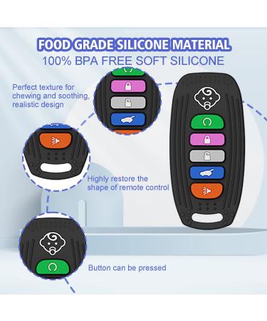Silicone Remote Control Baby Teether Toy - Chew Toy for Babies 3-12 Months - Sore Gums Relief Pacifier - Baby Christmas Gift - Black+White - Buy Online on GoSupps.com