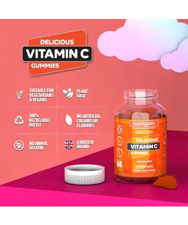 Nutrigums Vegan Vitamin C Gummies - 80mg Orange Flavour | Immune Support & Collagen Formation | 60 Gummies - Buy Online on GoSupps.com