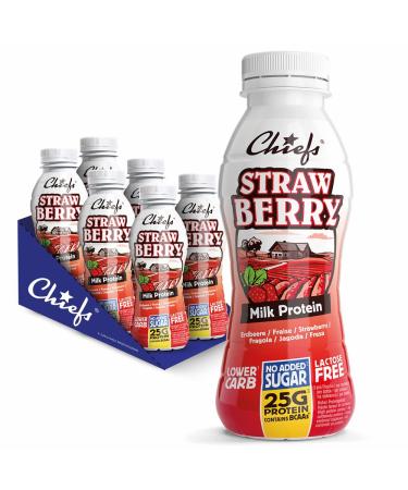 Chiefs Milk Protein Drink with 26g protein and BCAA High protein shake low carb lactose free low sugar 6 x 330ml (strawberry)