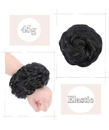 Jet Black Synthetic Hair Bun Extension - 45g Messy Updo Ponytail Scrunchie for Women - Buy Online on GoSupps.com