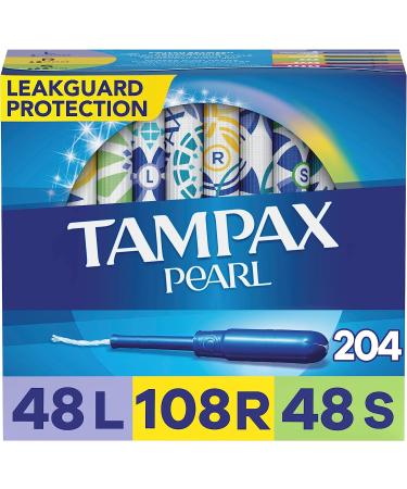 Tampax Pearl Tampons Multipack Light/Regular/Super Absorbency With Leakguard Braid Triple Pack Unscented 34 Count 34 Count (Pack of 1)