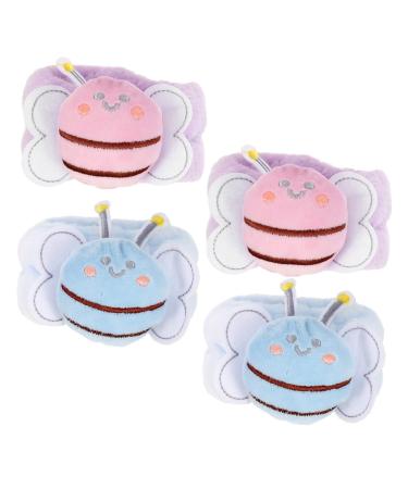 FOMIYES 4pi ces Bracelet Flanelle Pour Laver Le Visage Lot De Design Abeille Usage Spa Et Quotidien