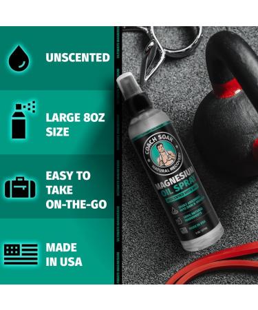Coach Soak Magnesium Oil Spray with MSM - 8oz Extra Magnesium Chloride Strength 100% Pure Topical Spray for Feet & Body Unscented - Made in USA 8 Fl Oz (Pack of 1) - Buy Online on GoSupps.com