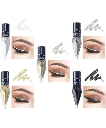  Eastuy Waterproof Eyeliner Pen Set of 5 Waterproof Eyeliner Pens Liquid Eyeliner Pens Waterproof Black/White/Glitter/Silver/Gold Eye Liner Shadow Pen Set - Buy Online on GoSupps.com