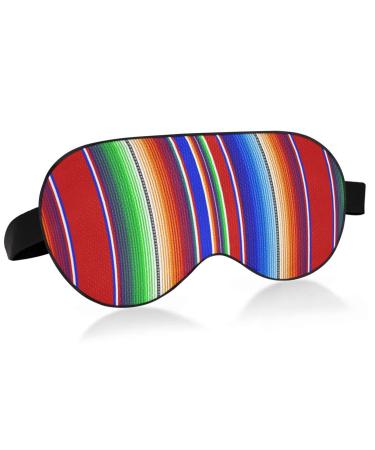 WELLDAY Sleep Mask Mexican Serape Blanket Stripes Night Eye Shade Cover Soft Comfort Blindfold Blockout Light Adjustable Strap for Men Women