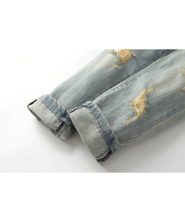 KIDSCOOL SPACE Baby Girl Boy Slim Jeans | Elastic Band | Ripped Denim Pants 7-8 Years | Light Blue - Buy Online on GoSupps.com