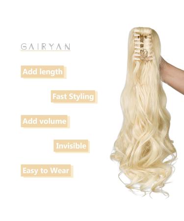 Shop Gairyan 50cm Bleached Blonde Ponytail Hair Extensions | Long Curly Claw Clip Synthetic Extensions for Women - Buy Online on GoSupps.com