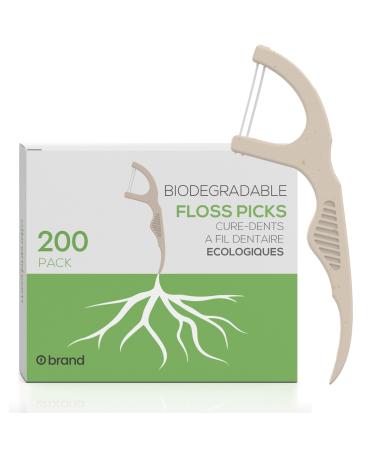 Eco-Friendly Floss Picks 200 Picks Twin Floss Design Double Action Dental Floss Picks Plant Based Adult Floss