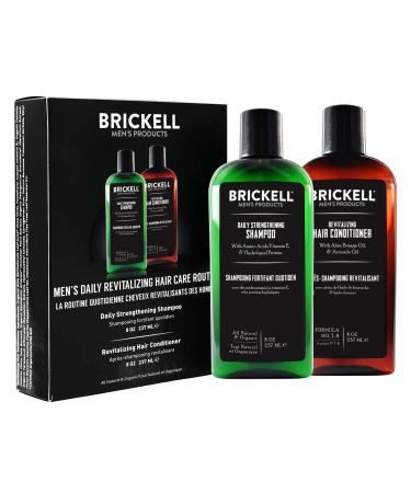 Brickell Men's Daily Revitalizing Hair Care Routine  Shampoo and Conditioner Set For Men  Mint and Tea Tree Oil Shampoo  Strength and Volume Enhancing Conditioner  Natural and Organic  Gift Set