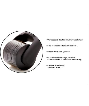 Bart Roller Dermaroller 540 Titanium Needles 0.25mm | King Vic Derma Beard Roller for Face & Body | Professional Microneedling Tool to Stimulate Beard & Hair Growth - Buy Online on GoSupps.com