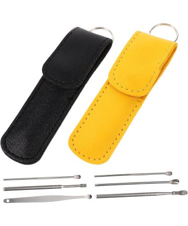Stainless Steel Ear Cleaner Set - 8 Piece Earwax Removal Kit - Black Yellow - 10x3x1cm - Household Ear Cleaning Tools - Buy Online on GoSupps.com