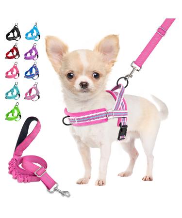 Eyein no-pull dog harness with leash dishes with soft padded reflective adjustable breast dishes for puppies small dogs large dogs pets cats (rose red XS) rose red XS