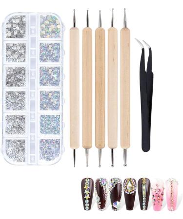 Duhe189014 Ab Nagel Strass Kit - 1440 Nail Gems Flatback Strass Stones Round Glass Stones Tweezers & 5 Picking Stones - International Shipping Available - Buy Online on GoSupps.com