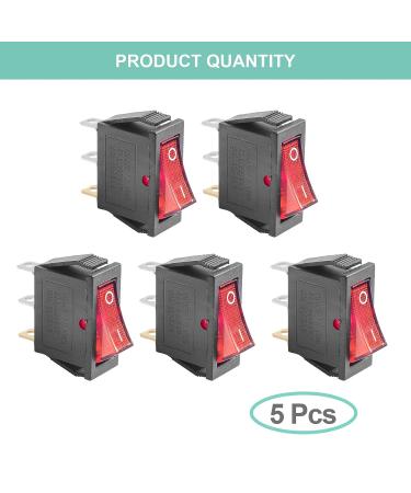 5Pcs Red Illuminated LED On/Off Toggle Switch Snap by QTEATAK - 3 Pin Mini Boat Rocker Switch for Car Boat - Buy Online on GoSupps.com