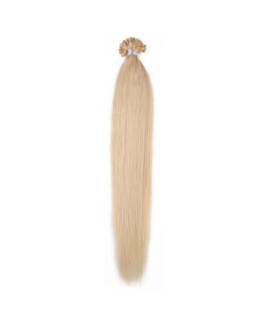 50 Strands Nail U Tip Remy Human Hair Extensions Blonde 24# Pre Bonded Natural Straight 0.5g/strand 18 inch
