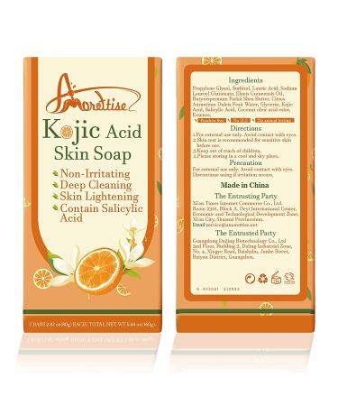 Amorettise Kojic Acid Soap for Brightening Face & Body | Salicylic Acid for Dark Spots, Scarring, Hyperpigmentation | Even Skin Tone | 2.82 oz / 2 Bars - Buy Online on GoSupps.com
