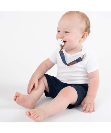 BooginHead Luxe Pacifier Holder Baby Pacifier Clips 2-Pack Cotton Denim Blue Blue Jean Baby - Buy Online on GoSupps.com