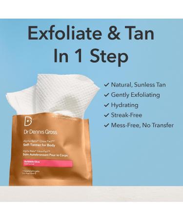 Dr. Dennis Gross Glow Pad Self-Tanner for Body Exfoliating & Anti-Aging Towelette with AHAs & BHAs, Buildable Natural Glow, Hydrating & Streak-Free Application, 8 Towelettes - Buy Online on GoSupps.com