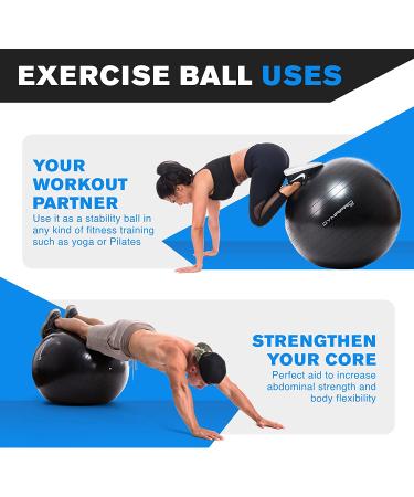 DYNAPRO 55cm Silver Exercise Ball - Extra Thick Anti-Burst Material for Home Gym, Yoga, and Pregnancy - Supports over 2200lbs - Buy Online on GoSupps.com