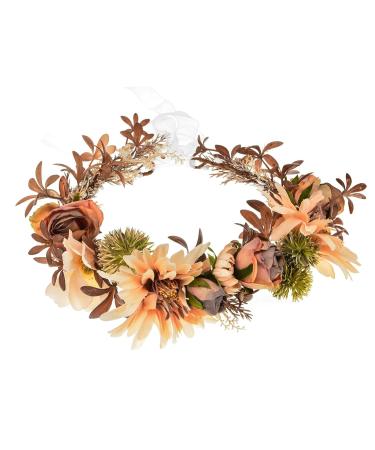 Dazzling Sunflower Flower Crown Eucalyptus Halo Headpiece in Coffee - Women & Girls Photo Prop - Buy Online on GoSupps.com