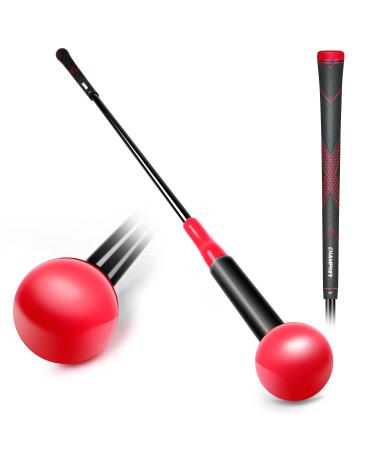 CHAMPKEY Golf Swing Trainer - Tempo & Flexibility Training Aids Warm-Up Stick Ideal for Golf Indoor & Outdoor Practice Red 48"