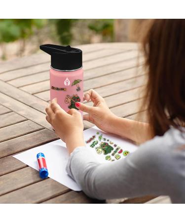 XccMe Kids Stainless Steel Water Bottle 16oz - Insulated Thermos with Straw Lid, Silicone Boot, Personalized Dinosaur Stickers, Paracord Handle - Pink - Ideal for School - Buy Online on GoSupps.com