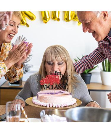 I m Not Old I m Classic Cake Topper Vintage Car Birthday Cake Topper Men Birthday Cake Decor Gentlemen 40th 50th 60th 70th 80th 90th Party Supplies Decoration - Red & Black Glitter - Buy Online on GoSupps.com