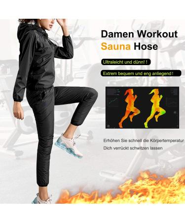 Bingrong Women's High Waist Sauna Jogging Pants | Quick-Drying Fitness Sweatpants for Weight Loss & Tummy Control - Black L - Buy Online on GoSupps.com