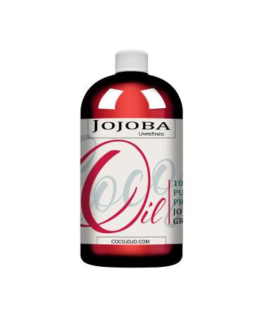 JOJOBA OIL 16 oz Cold Pressed Unrefined 100% Pure Natural Hohoba Carrier Oil for Essential Oil Cleansing Moisturizer for Face Hair Ears Eyelash Massage Makeup Remover Soap Making - Packaging May Vary