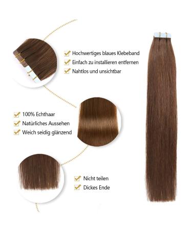 Yilite Tape Extensions Real Hair - 35cm Medium Brown 20 Pieces 40g Invisible Silky Straight Tape-In Wefts - Buy Online on GoSupps.com