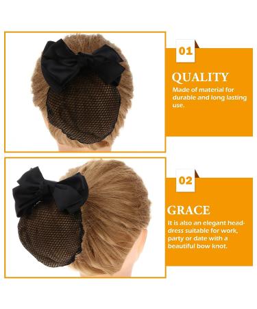 KALLORY French Barrette Hair Bun Net Mesh Cover Bowknot Hair Clip for Women (Black) - 11.5*7cm - Buy Online on GoSupps.com