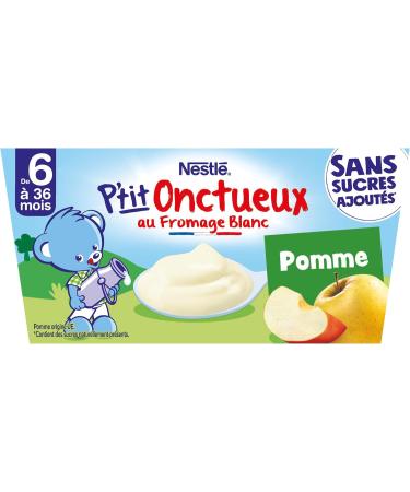 Nestl B b - P'tit onctueux Pomme sans sucres ajout s - d s 6 mois - 4 x 90g Pomme 4x90g - Buy Online on GoSupps.com