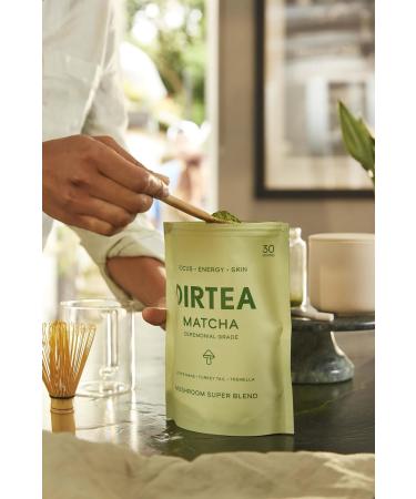 DIRTEA Matcha Powder Super Blend 180g | Organic Ceremonial Grade | Vegan Mushroom Adaptogen Supplement | Long Lasting Energy, Immune & Skin Support | Non GMO | 30 Day Serving - Buy Online on GoSupps.com